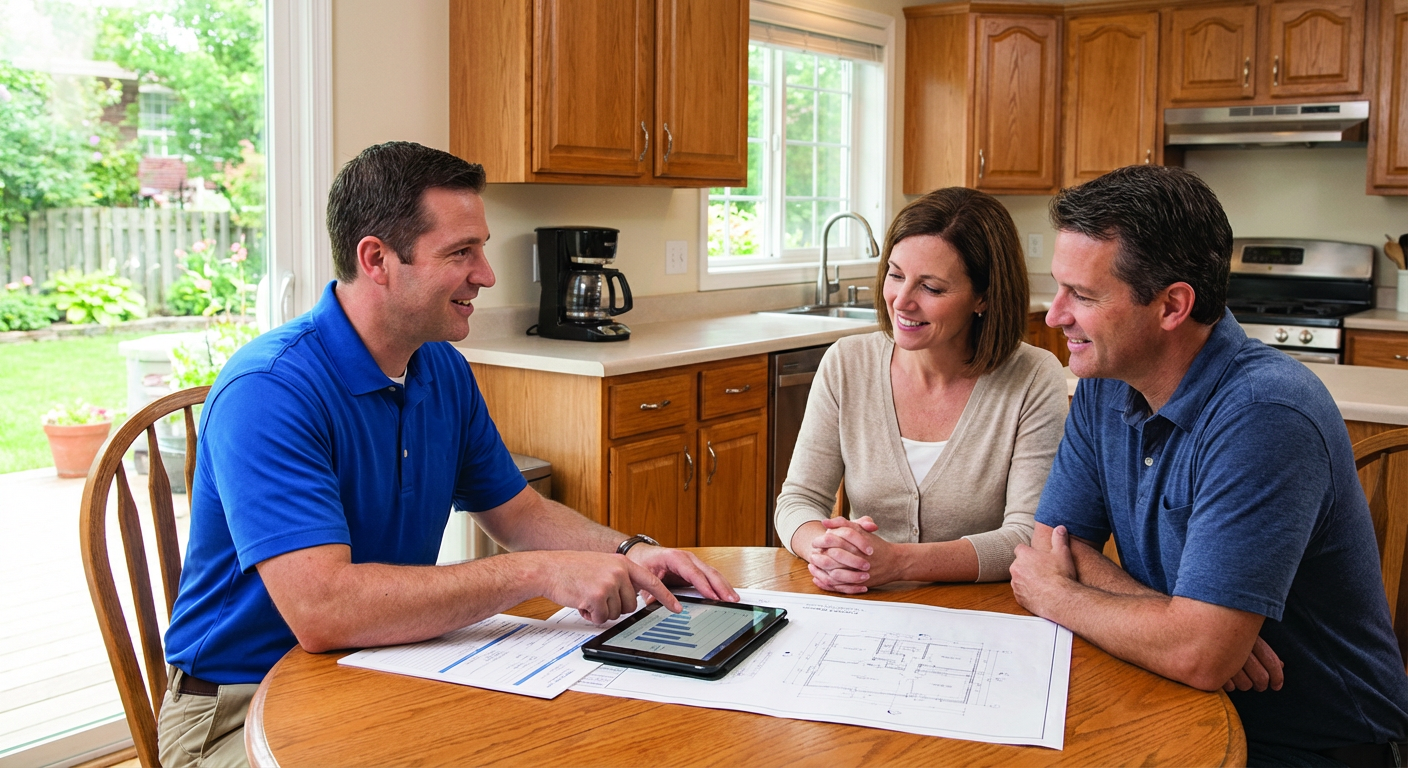 Restoration consultant meeting with homeowner